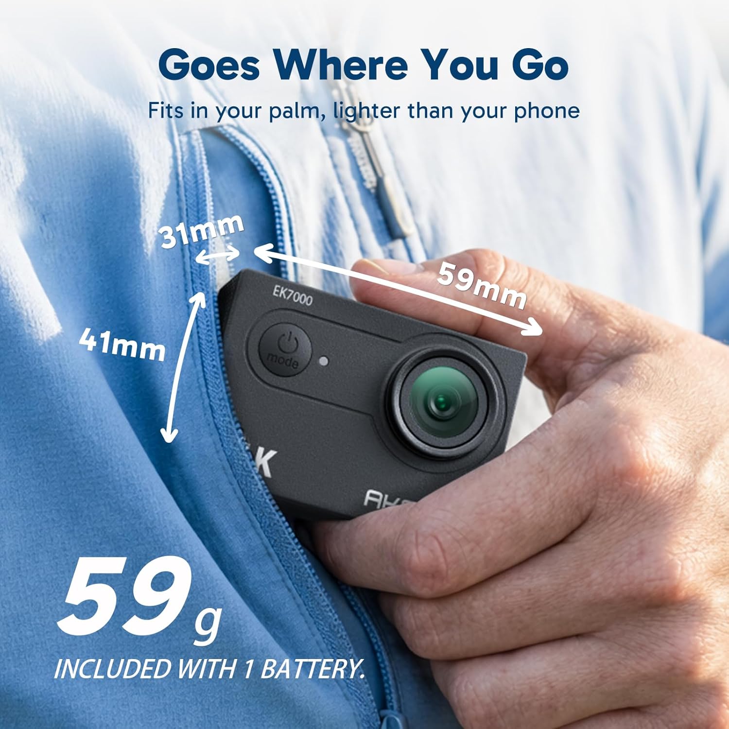 AKASO EK7000 4K30FPS 20MP WiFi Action Camera with EIS Ultra HD 131FT Waterproof Underwater Camera Remote Control 4X Zoom Support External Microphone Black - Image 8