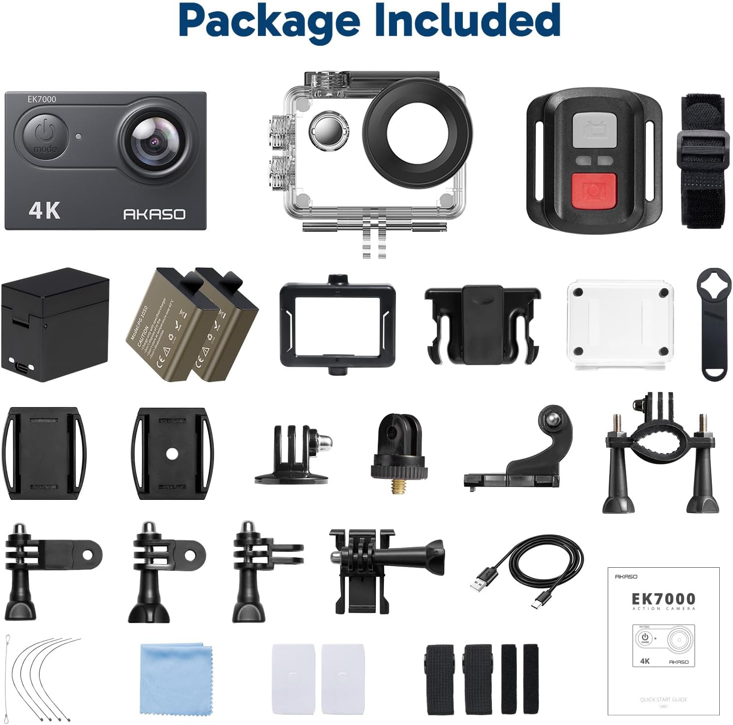 AKASO EK7000 4K30FPS 20MP WiFi Action Camera with EIS Ultra HD 131FT Waterproof Underwater Camera Remote Control 4X Zoom Support External Microphone Black - Image 10