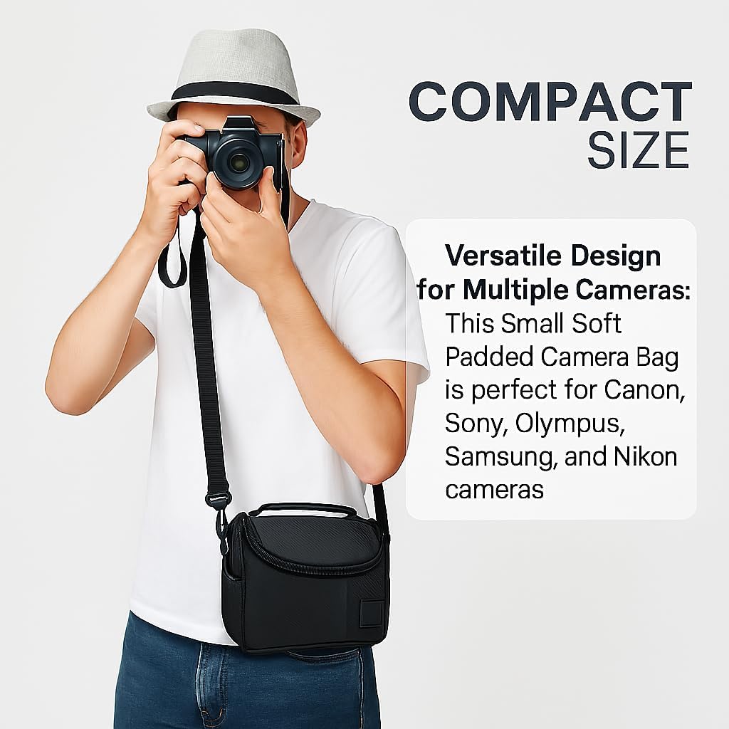 eCostConnection Small Padded Camera Bag with Shoulder Strap – Compact DSLR & Mirrorless Camera Carrying Case, Lightweight Protective Crossbody Case - Image 3